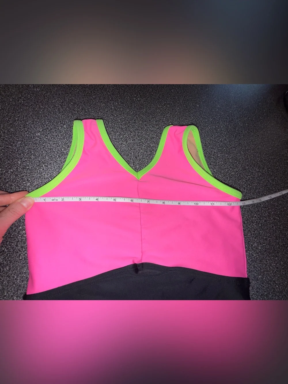 Kandi Kouture Girls Dance Leotard Black Hot Pink and Lime Size Child X-Large